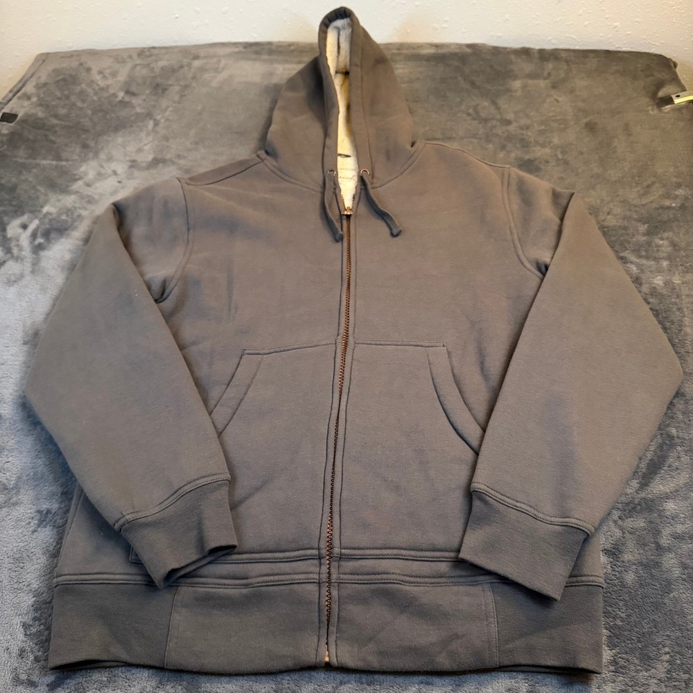 Weatherproof Vintage Full Zip Hoodie Mens Medium Gray Sherpa Lined Jacket